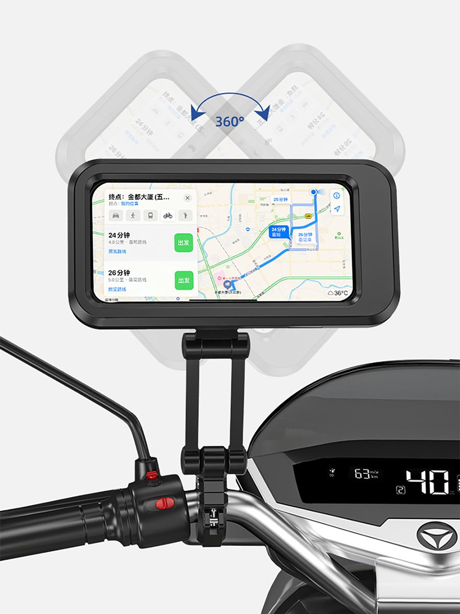 держатель телефона на руль мотоцикла, велосипеда, скутера, самоката, квадроцикла 3.5-6.7' black.  N8