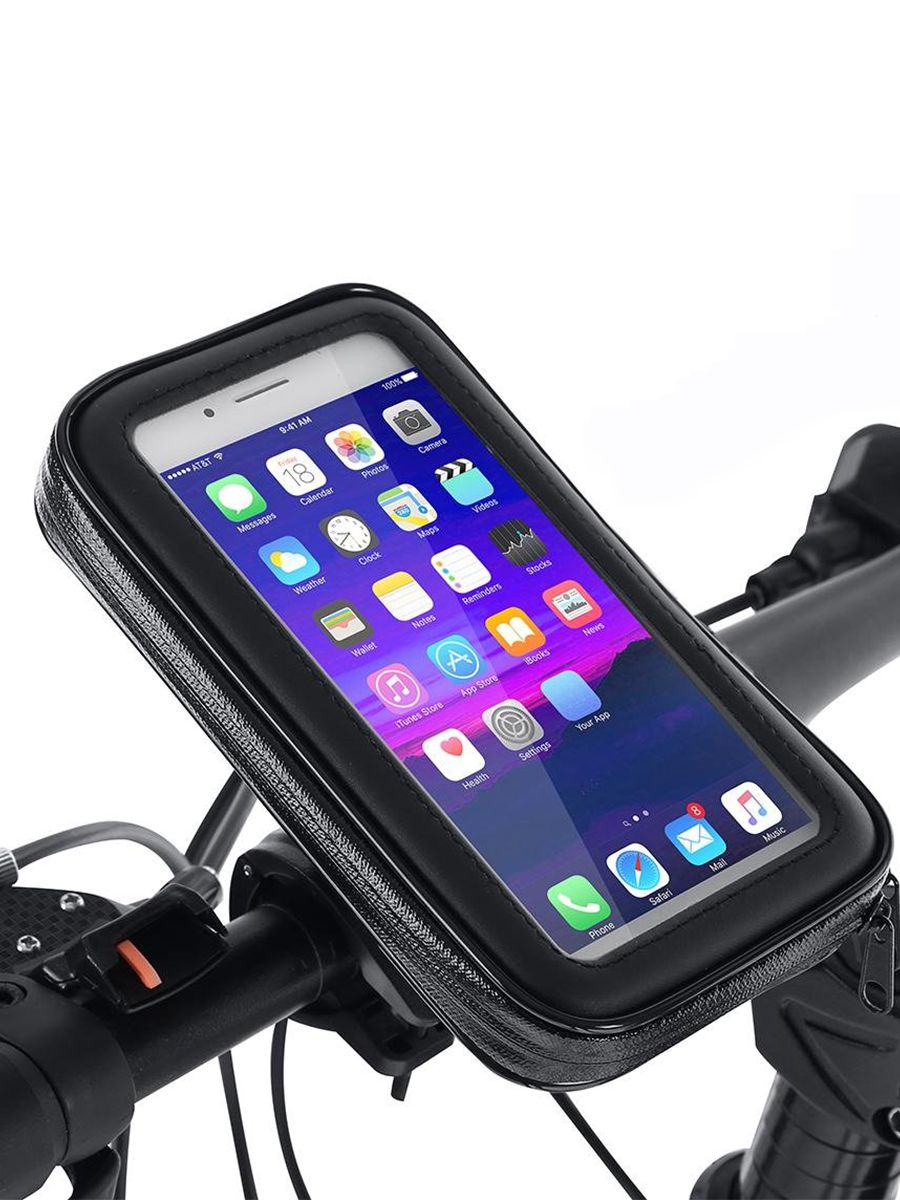 держатель телефона на руль мотоцикла, велосипеда, скутера, самоката, квадроцикла 6.3' black.  N11