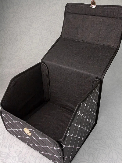 ящик органайзер / сумка саквояж в багажник mejicar 35x32x27 см черный / серебристый с замком.  N2