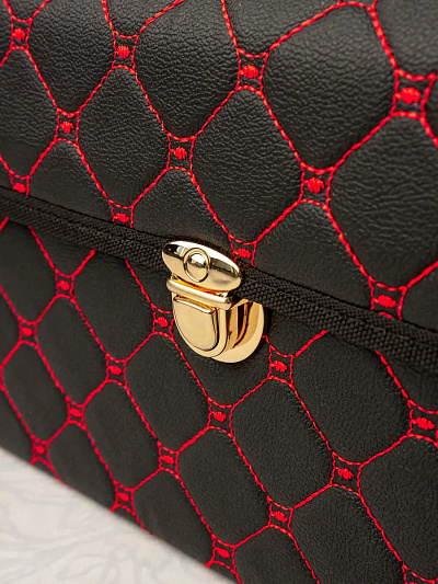 ящик органайзер / сумка саквояж в багажник mejicar 35x32x27 см черный / красной с замком.  N3